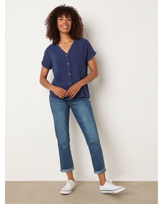 M Com Blue Button Front Shirt