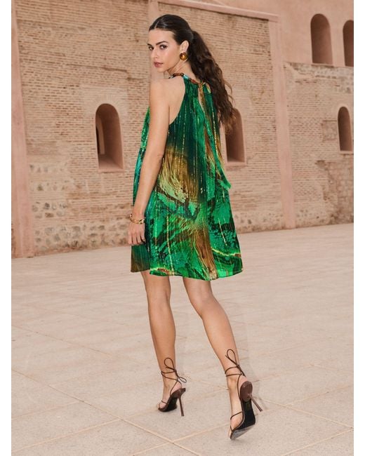 snake print dress green Skin Print" A-Line for Sale by Avenie cut skirt with two front slits The Attico snake-print Halterneck Mini