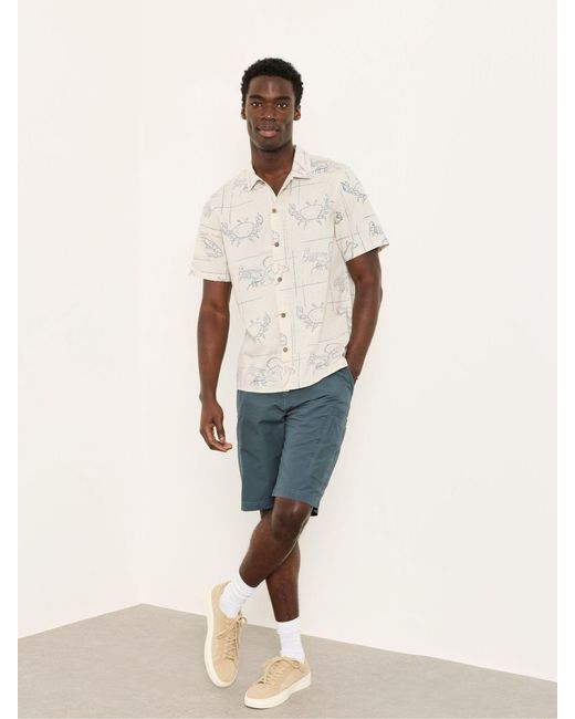 FatFace Natural Fatface Short Sleeve Seafood Print Shirt for men