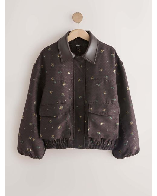 Next Brown Chocolate Ditsy Bomber Jacket
