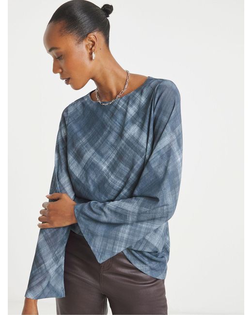 JD Williams Blue Slash Neck Flared Sleeve Top