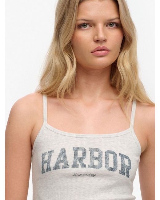 Superdry Gray Athletic Essentials Graphic Print Cami Top