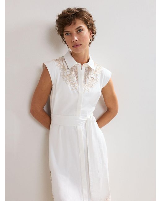 Phase Eight White Melana Shirt 100% Cotton Dress