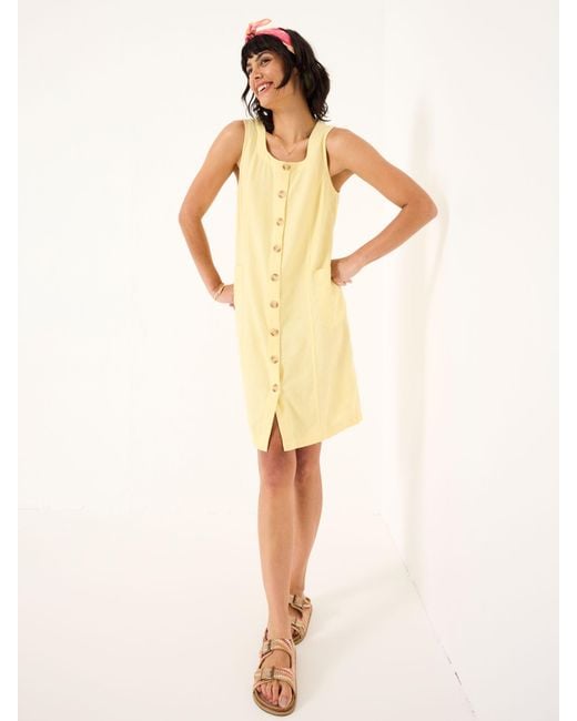 FatFace Natural Fatface Binny Button Linen Dress