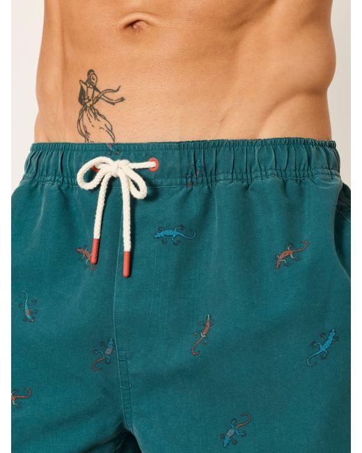 FatFace Blue Fatface Lizard Printed Swim Shorts for men
