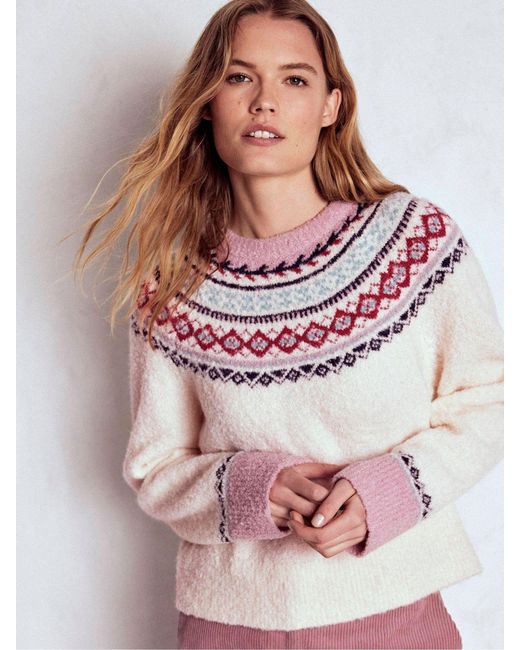 Boden White Bouclé Raglan Jumper