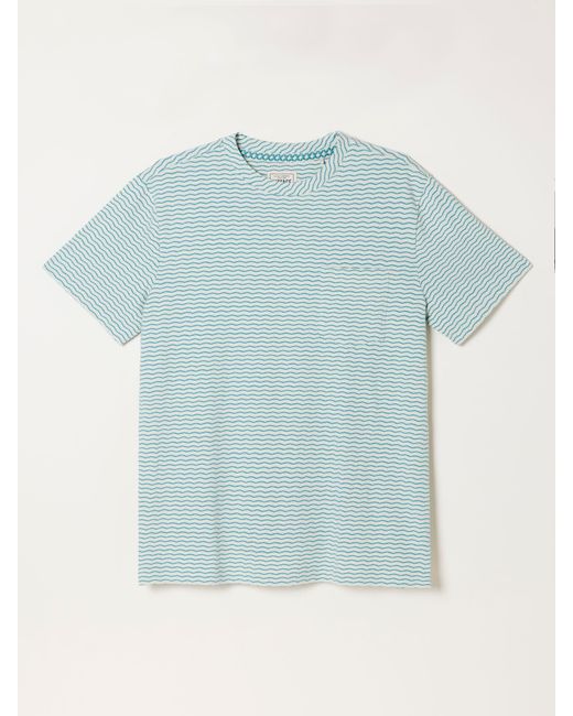 FatFace Green Fatface Short Sleeve Jacquard Stripe Tshirt for men