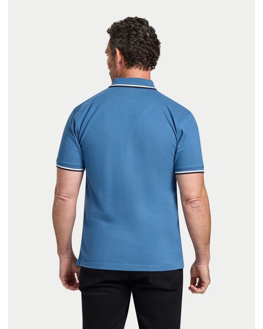 Raging Bull Blue Branded Tonal Embroidery Pique Polo Shirt for men
