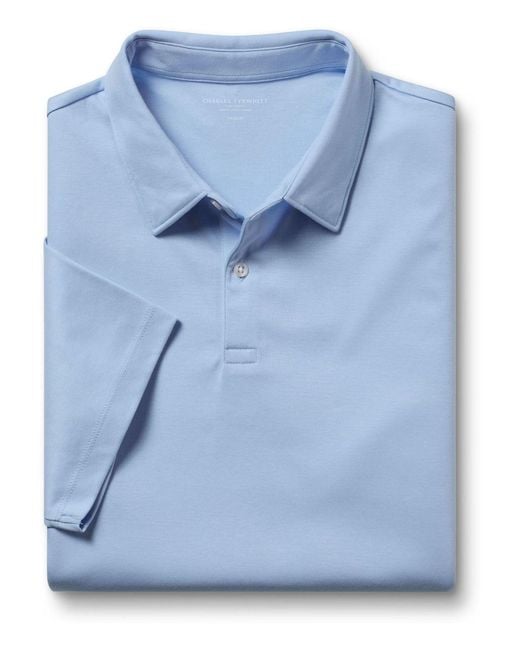 Charles Tyrwhitt Men's Blue Plain 100% Cotton Short Sleeve Jersey Polo Shirt