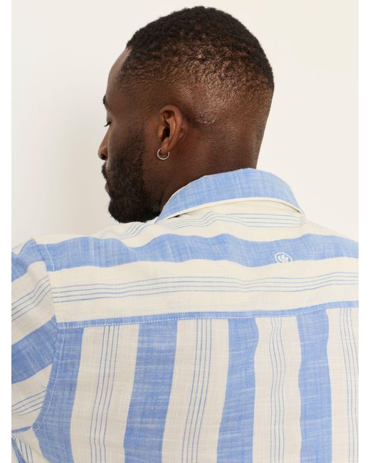 FatFace Blue Fatface Short Sleeve Relaxed Fit Cove Wide Stripe Shirt for men