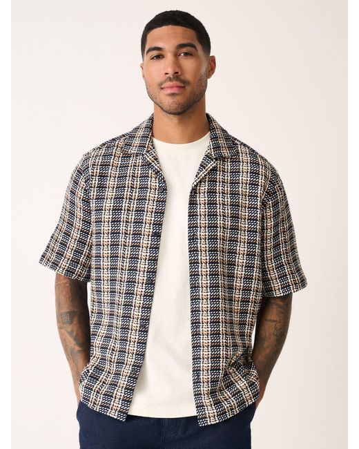 Next Gray Textured Check Short Sleeve 100% Cotton Shirt for men