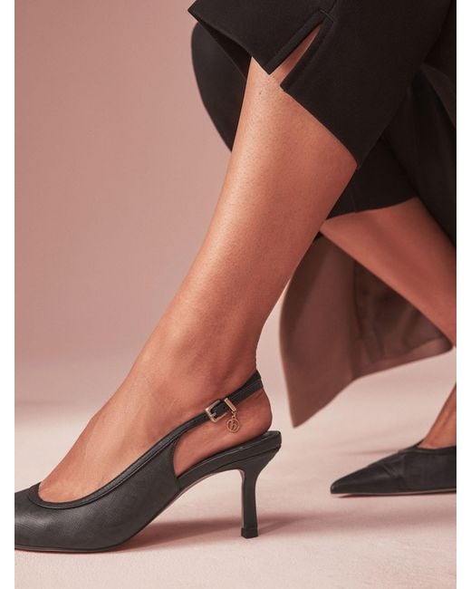 Ted Baker White Monogram Point Toe Sling Back Heels