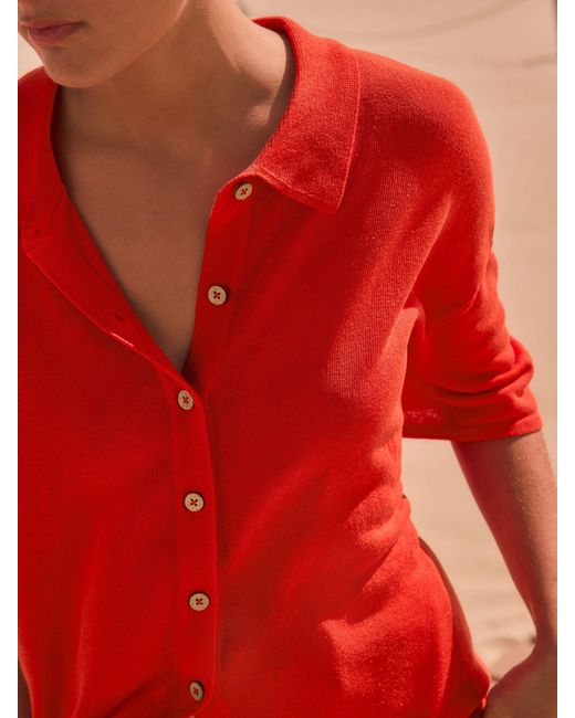 Next Knitted Collared Short Sleeve Shirt With Linen