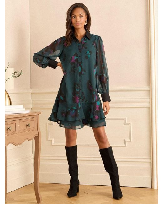 Love & Roses Blue Dropped Waist Mini Dress