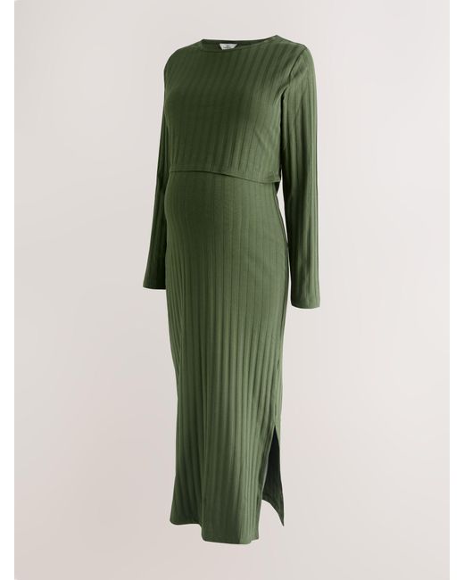 knee length dresses for ladies Tiered Long Sleeve Nursing Dress – Smallshow main image 0