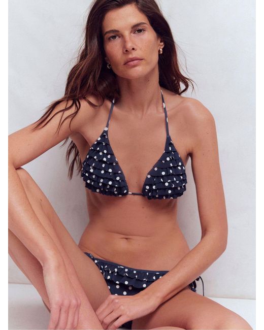 Boden Blue Ruffle Bikini Top
