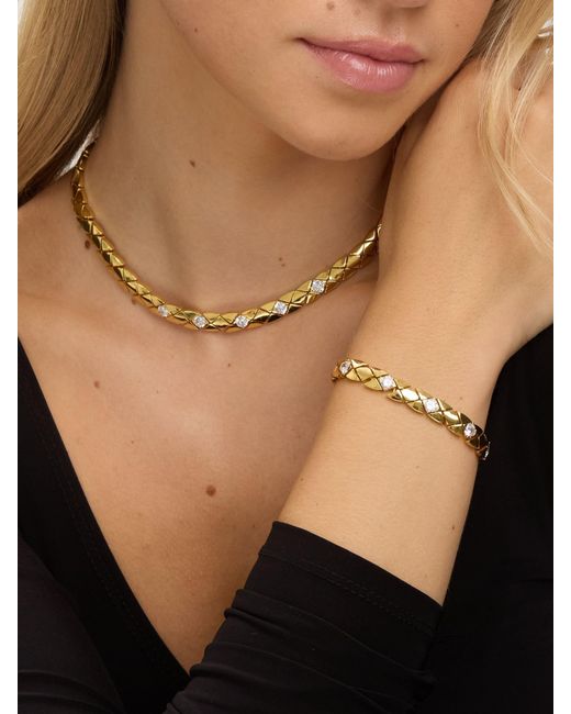 Jon Richard Metallic Plated 18K And Crystal Flat Chain Bracelet