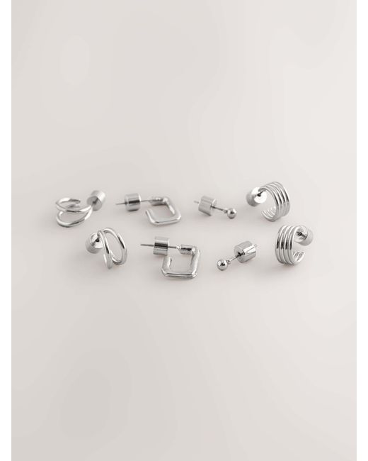 Next Natural Mini Hoop Earrings 4 Pack