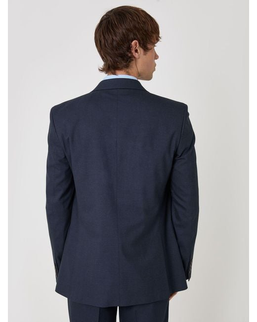 Threadbare Blue Tailored Fit Double Breasted Suit Jacket for men