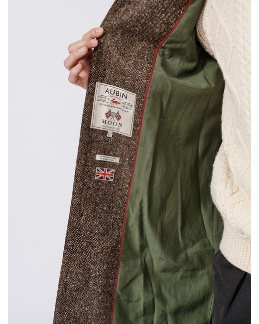 aubi Brown Glenties Wool Overcoat for men