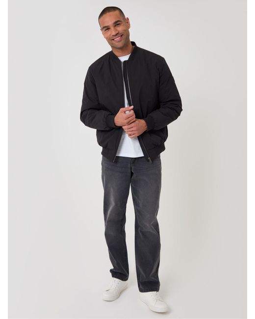 Threadbare Blue Showerproof Padded Bomber Jacket for men