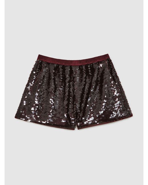 Reiss Black Sequin Shorts