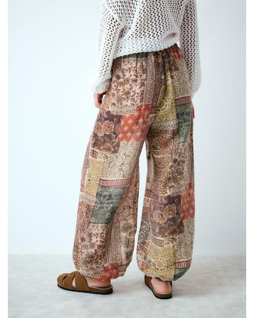 Next Natural Patchwork Balloon Leg Trousers