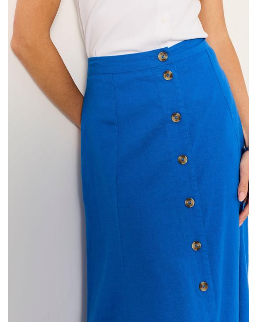 FatFace Blue Fatface Issa Linen Midi Skirt