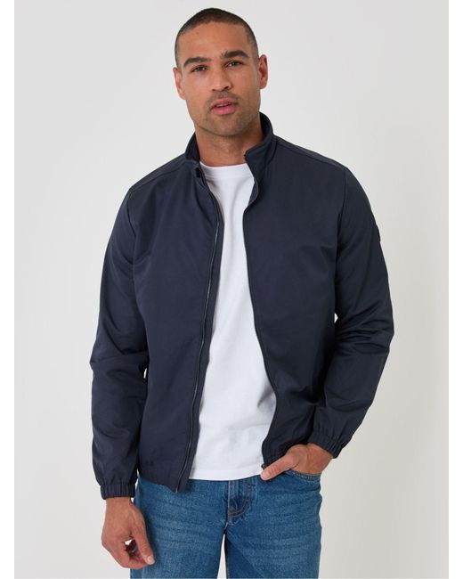 Threadbare Blue Showerproof Zip Up Harrington Jacket for men