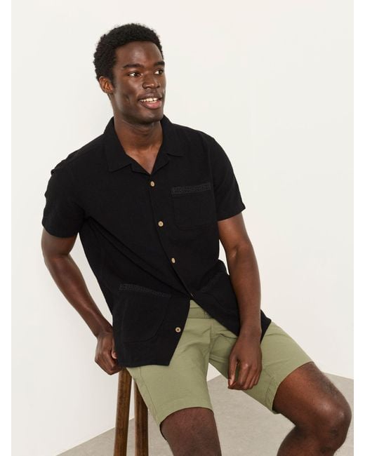 FatFace Green Fatface Short Sleeve 3 Pocket Textured Fabric Shirt for men