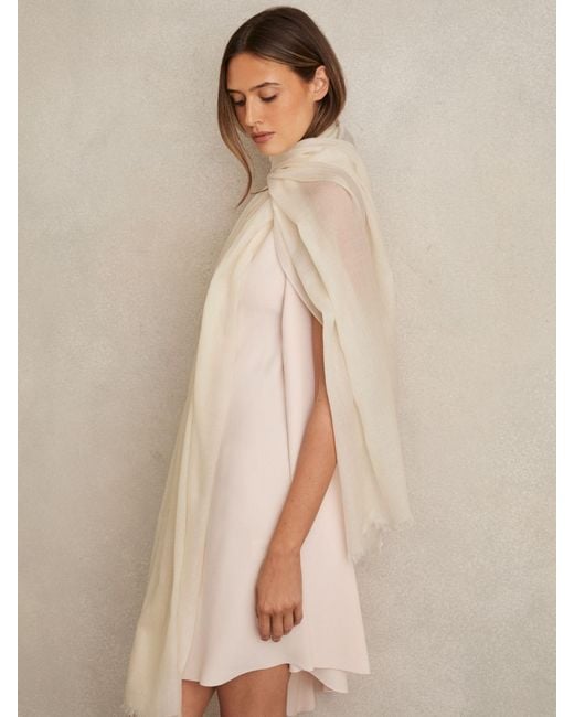 Reiss Heidi - Off White Wool-cashmere Lightweight Scarf, One