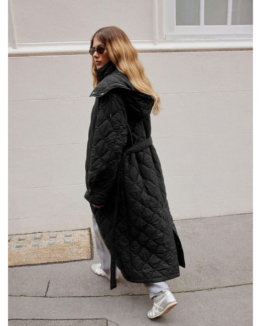 Next Black Long Quilted Jacket