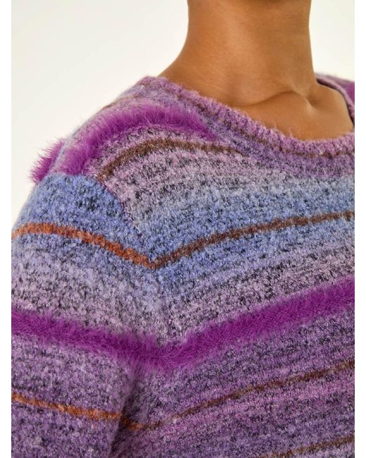 Roman Purple Stripe Knit Jumper Dress