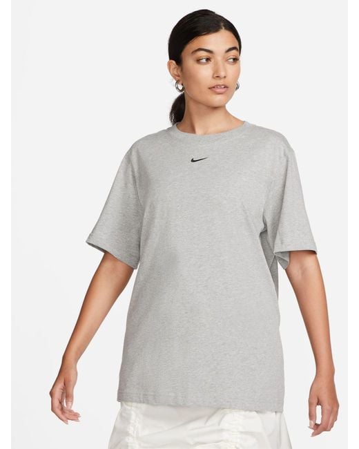 Nike Gray Oversized Mini T-Shirt Mit Swoosh 100% Baumwolle