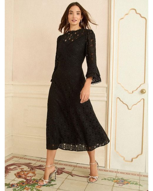 primmy midi dress Baltic Born Womens Prim Pleated Dress | Black Print