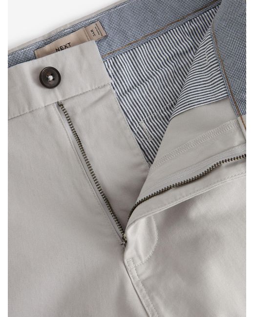 Next Gray Straight Fit Stretch Chinos Shorts for men