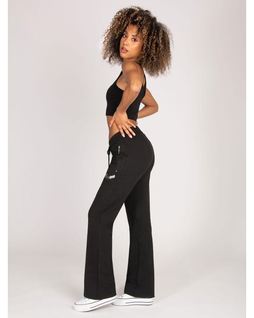 Pineapple Black Zip Pocket Flare Trousers