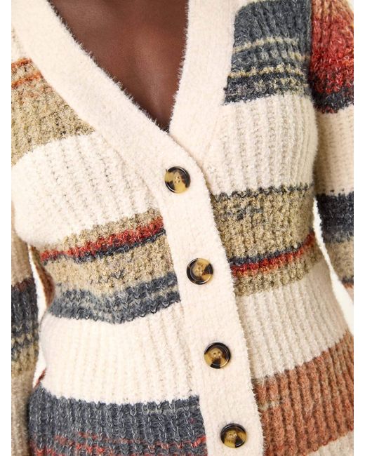 Roman White Stripe Buttoned Knit Cardigan