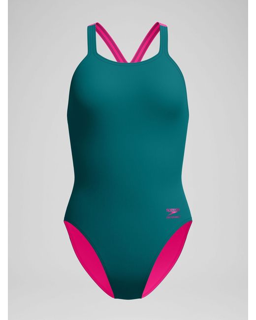 Speedo Green Solid Powerback Swimsuit