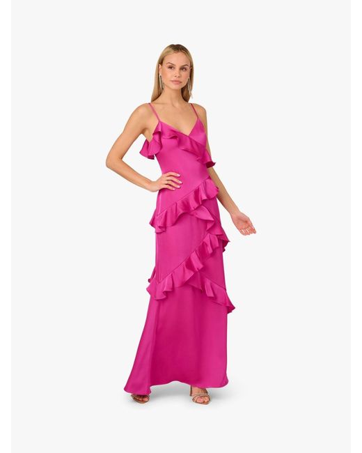 Adrianna Papell Pink Adrianna By Stretch Satin Long Dress