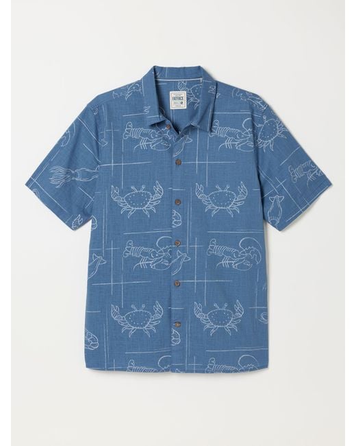 FatFace Blue Fatface Short Sleeve Seafood Print Shirt for men