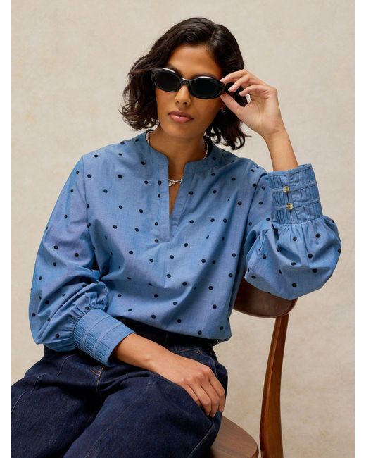 White Stuff Blue Stuff Raya Pop Over Blouse