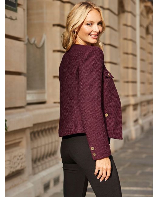 Sosandar Brown Boucle Collarless Jacket