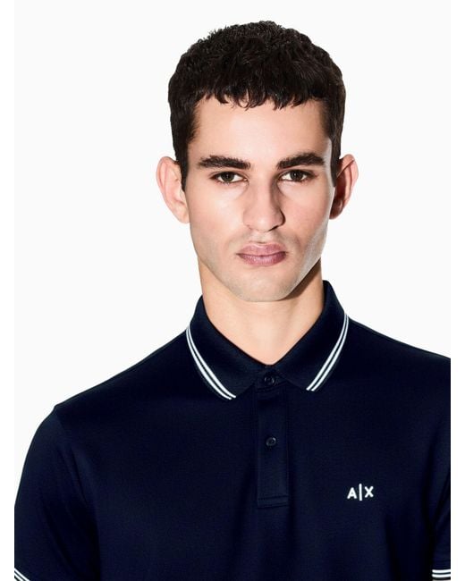 ARMANI EXCHANGE Blue Regular Fit Logo Polo Shirt for men