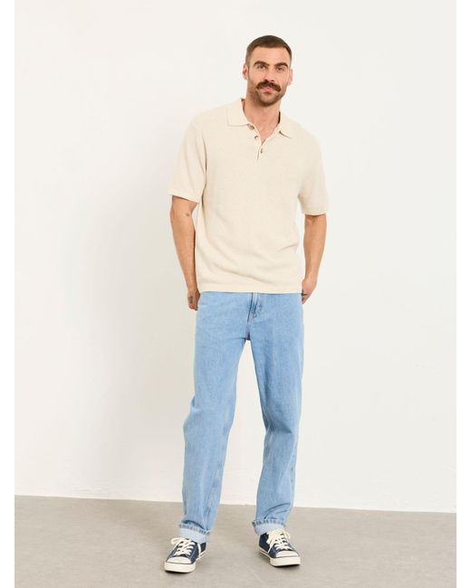 FatFace White Fatface Portloe Knitted Polo Shirt for men