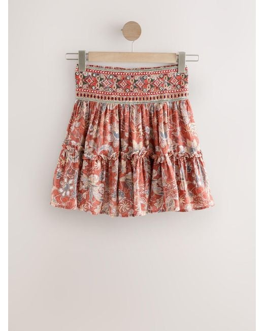 Next White Boho Rara Mini Skirt