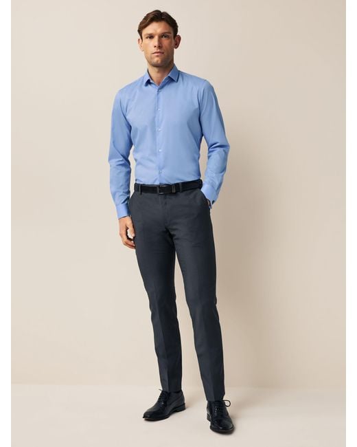 Next Blue Slim Fit Double Cuff Easy Care Textured Smart Shirt for men