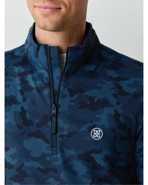 G/FORE Blue Brushed Back Tech Quarter Zip Pullover Jumper for men