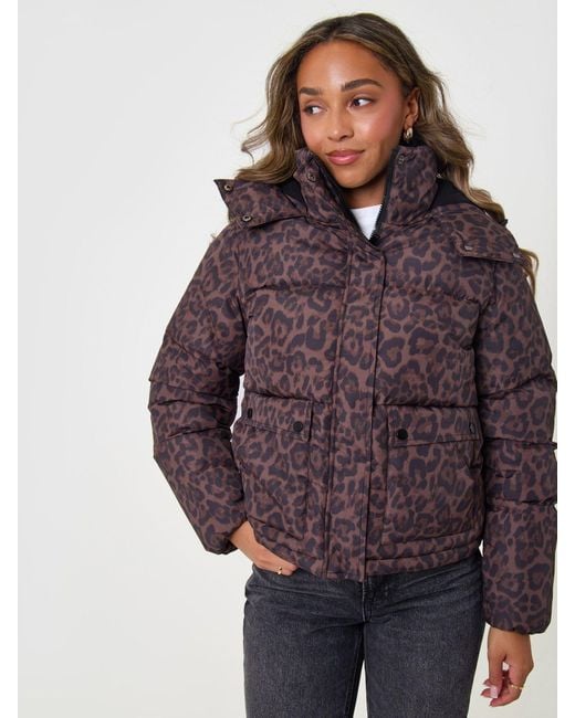 Threadbare Purple Cropped Hooded Puffer Coat
