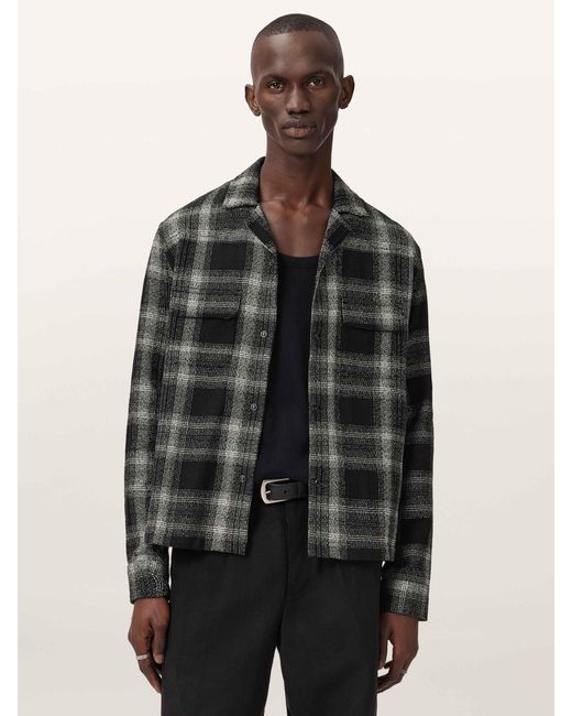 AllSaints Black Allsaints Teshio Long Sleeve Shirt for men